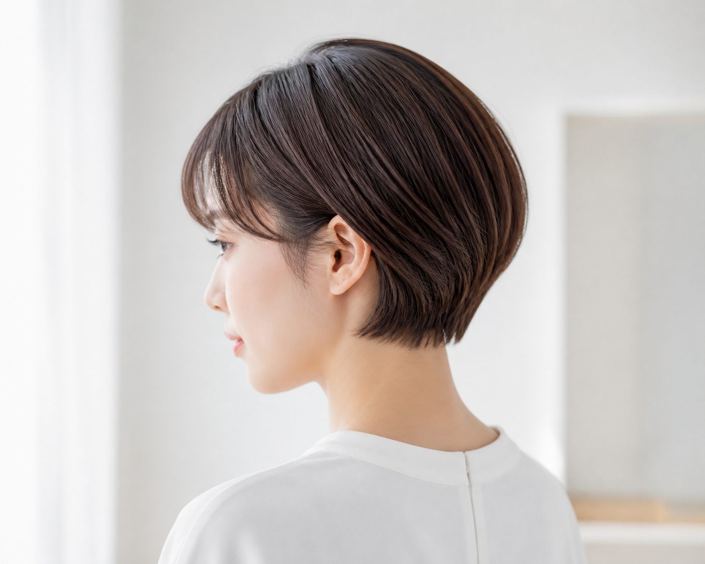 ツヤのあるショートボブの仕上がり